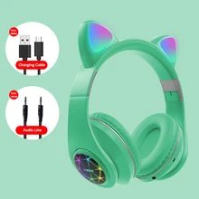 M2 Cat Ear Headphones With LED Flash Light Bluetooth 5 0 Young People Kids Girls Headset gaming Bluetooth Headphones for phone p