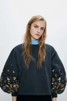 

2020 Spring autumn European Printing Pullover normal zaraing women sweatshirt sheining vadiming female sweatshirt Xdl2512