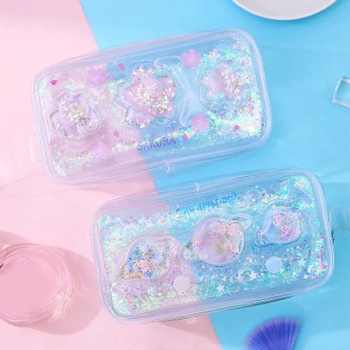 Cute Cartoon Transparent Pencil Case School Office Stationery Makeup Bag O66