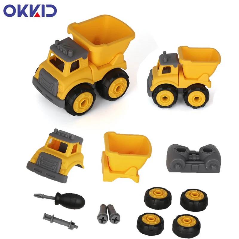 

Genuine OKKID Disassembly Assembly Engineering Mini Carrier Car Construction Truck Vehicle Brain Kids Toys For Children Gift