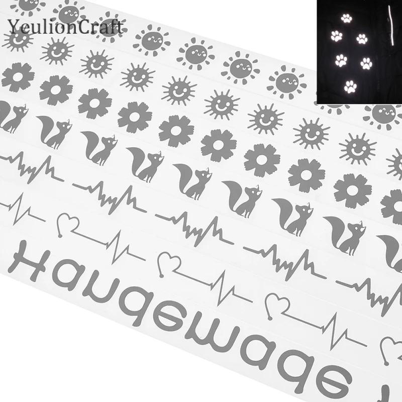 Chzimade Smile Flower Heat Transfer Reflective Sticker Vinyl Film craft vinyl film craft vinyl sticker reflective tape sticker 100x3cm For Clothing Diy Sewing Accessories Supplies