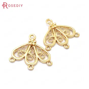 

(39115)10PCS 19x20MM 24K Gold Color Brass 4 Holes Connect Charms Pendants Jewelry Making Supplies Diy Findings Accessories