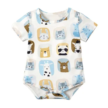 

(0-24M) Infant Baby Cartoon Printed Romper Romper Jumpsuit Newborn Baby Fashion Summer Cool Cartoon Print Jumpsuit baby S4