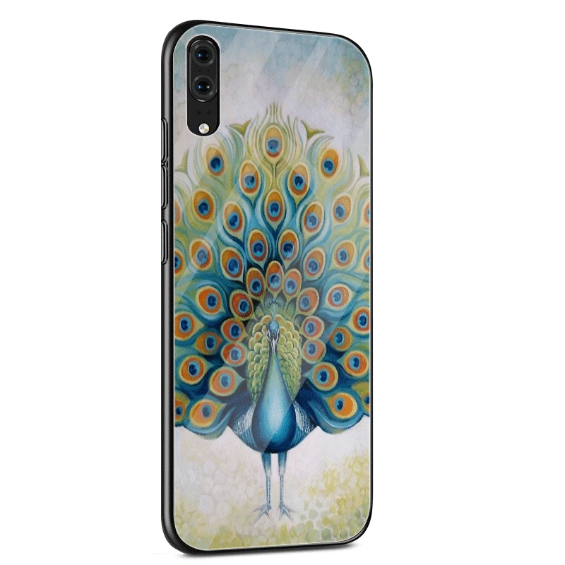 Чехол для телефона из стекла ТПУ для huawei P10 P20 P30 Lite Pro P Smart mate 10 20 Lite Y6 Y9 Honor 7A 8X9 10 чехол с павлином