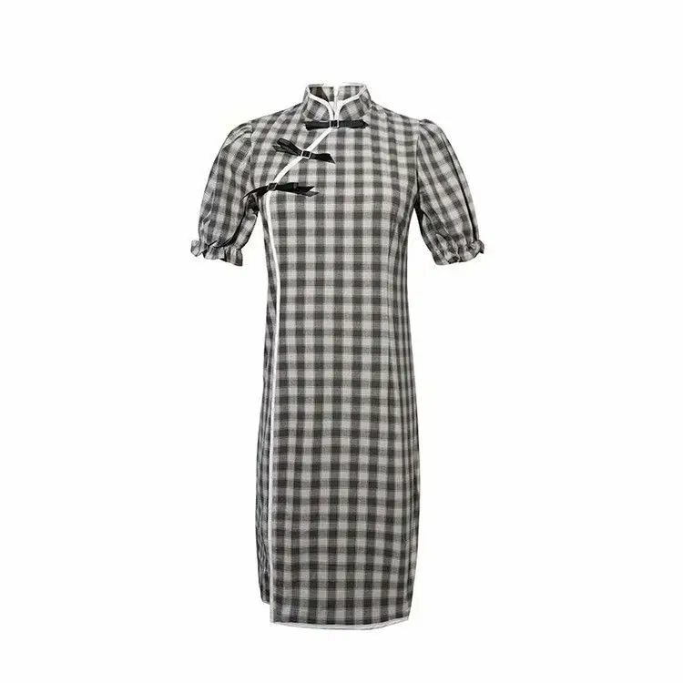 

2020 Spring-Style Stand Collar Short Sleeve Handicap Slit Dress Cheongsam