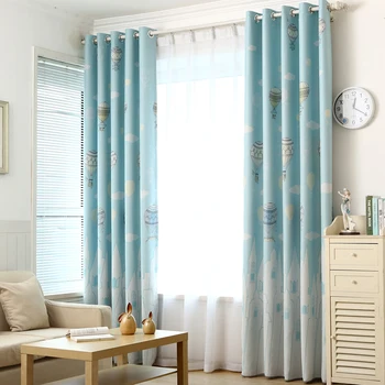 

Cartoon Anime Boy Children's Room Window Curtain Shade Cloth Aircraft and Number Sheer Drapes Window Curtain Living Room MY125-4