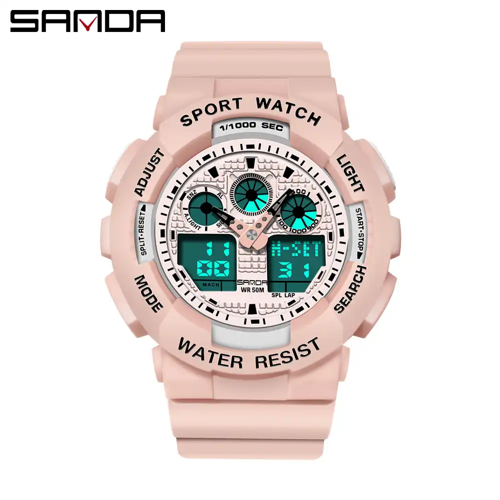 三田男性軍はピンクスポーツledデジタル腕時計メンズレディース防水多機能クォーツ腕時計レロジオmasculino クォーツ時計 Aliexpress