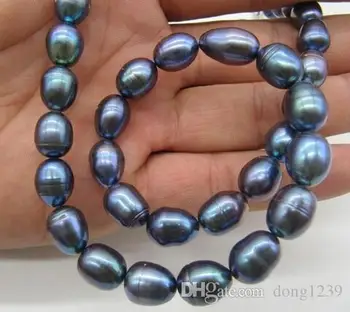 

10-11 MM NATURAL TAHITIAN black pearl necklace 18 "
