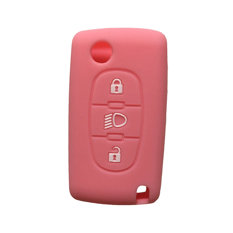 Крышка ключа дистанционного управления для Citroen C8 C4 кактус Пикассо Grand C3 C5 C6 силикагель чехол для ключей для peugeot Автомобильные аксессуары - Название цвета: Розовый