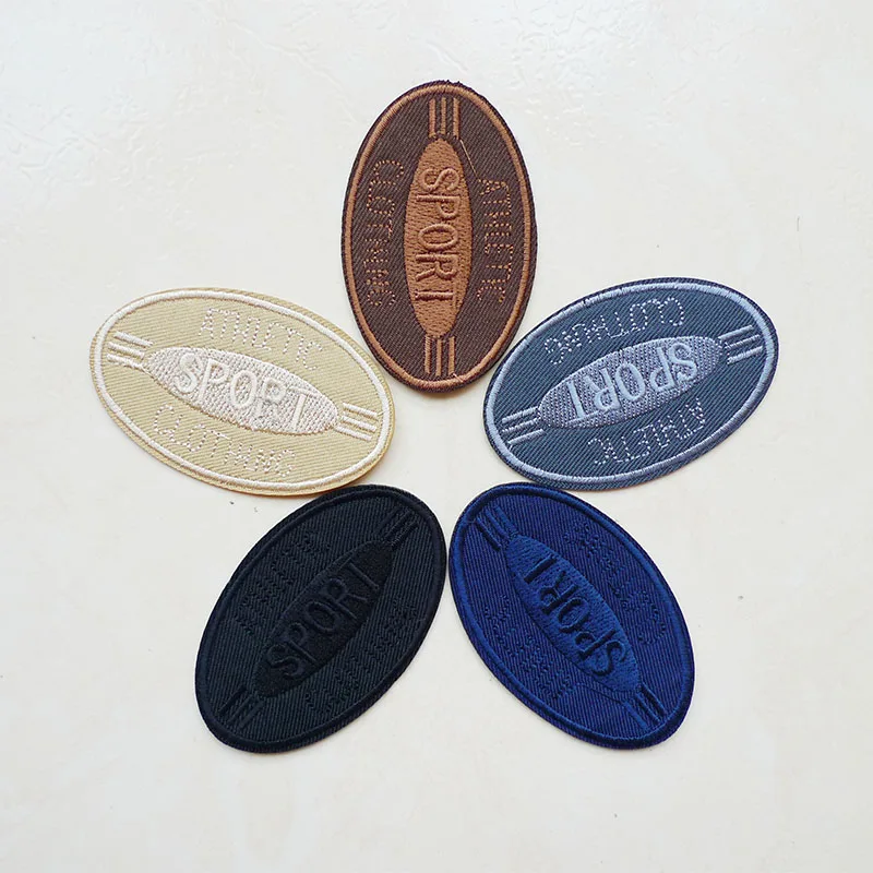 Blue Rectangle Sport Circular Embroidered Black Square Patches Iron On For  Clothes Backpack Jeans Coat Stickers Sewing Appliques