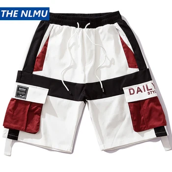 

2020 Summer Cargo Shorts Men Hip Hop Streetwear Color Block Patchwork Shorts Tactics Multi-pocket Short Pant Male Fashion WO260