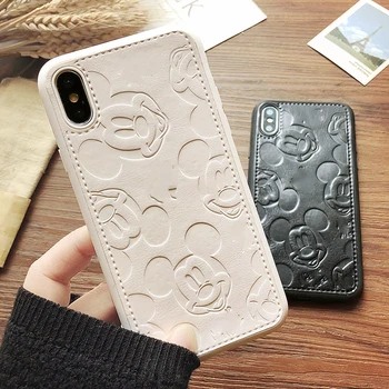 

Luxury PU Leather MICKEY Phone Case for iPhone 6s 7 8 Plus 7plus 8plus Soft Silicon Cover for iPhone 11 Pro MAX X XR 11Pro Coque