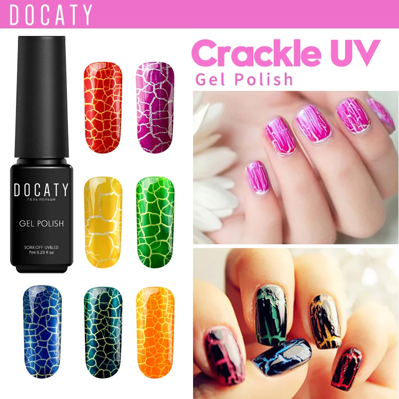 Docaty лак для ногтей Потрескивающий УФ гель модный полигель маникюра