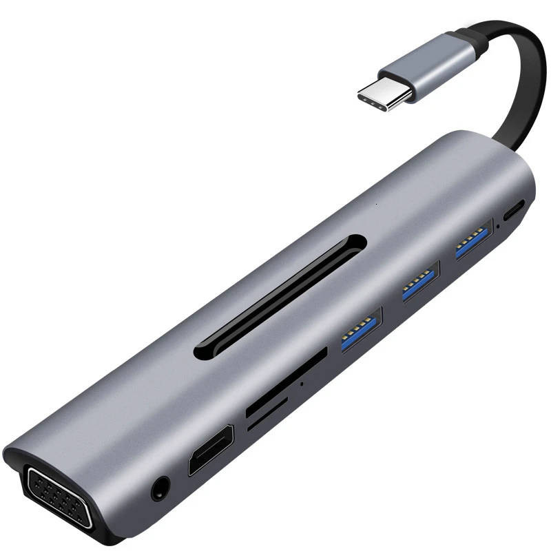 SeenDa тип-c концентратор Мульти USB 3,0 HDMI адаптер док 9 в 1 VGA USB-C концентратор сплиттер док-станция для Macbook Pro Air USBC HAB