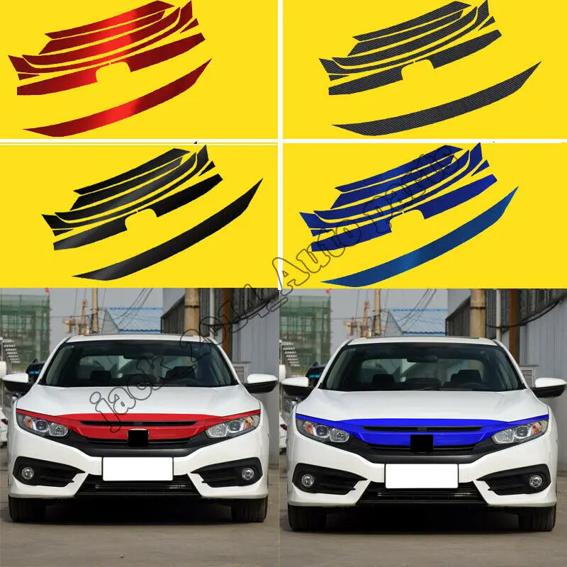 Наклейки на грили для Honda Civic 10th 2016 2017 2018 текстурное украшение гриля красный