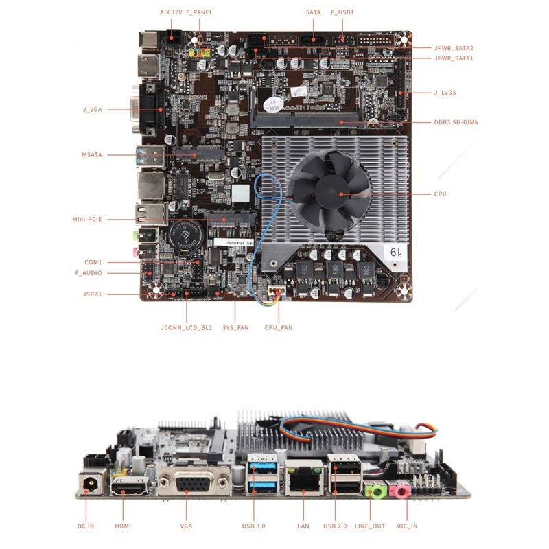 Embedded Computer Industrial Control Motherboard For  Core I3-4100U DDR3 SATA RAM Thin ITX All-In-One Motherboard gaming pc motherboard