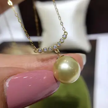 

NEW ARRIVAL Genuine 18K Yellow Gold Chain Necklace Findings Settings with Pendant AU750 Jewelry Necklace for Pearls Beads Stones