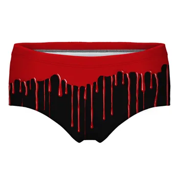 

Ladies Lingerie Knickers Women Dripping Paint Blood Print 3D Womens Underwear Brief Pantie Plus Size 4XL Funny Beach Swimwear