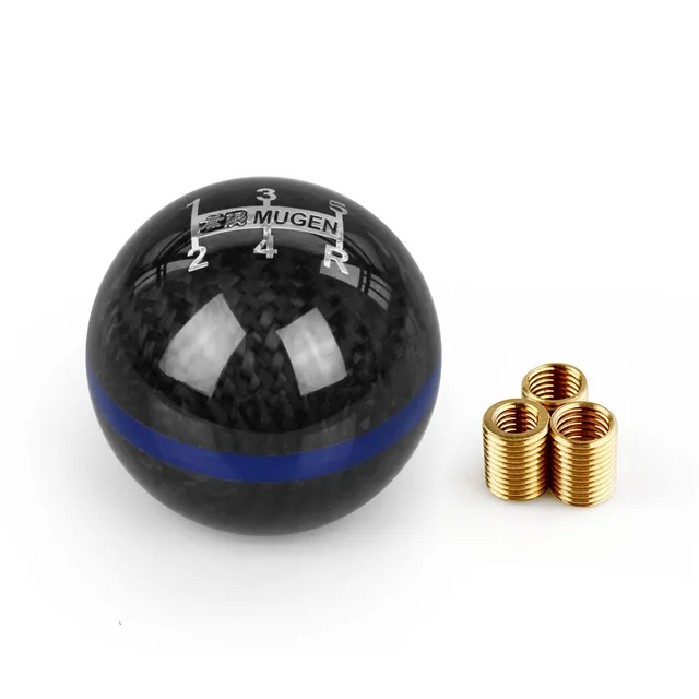 Mugen Power 5/6 Speed Racing Gear Shift knob Black Carbon Fiber With Red Line Or Blue Line for 95% cars black and blue5speed