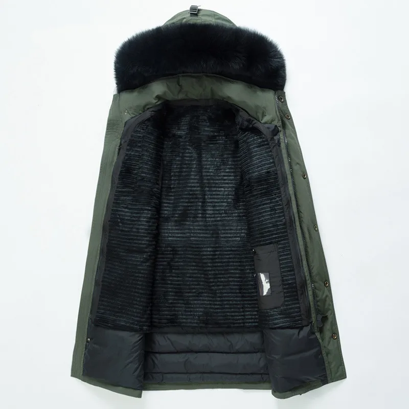

Down Jacket Men's Real Fur Coat Hooded Plus Size Rabbit Fur Vest Fox Fur Collar Parka Homme Warm Jackets XN78001 KJ1354