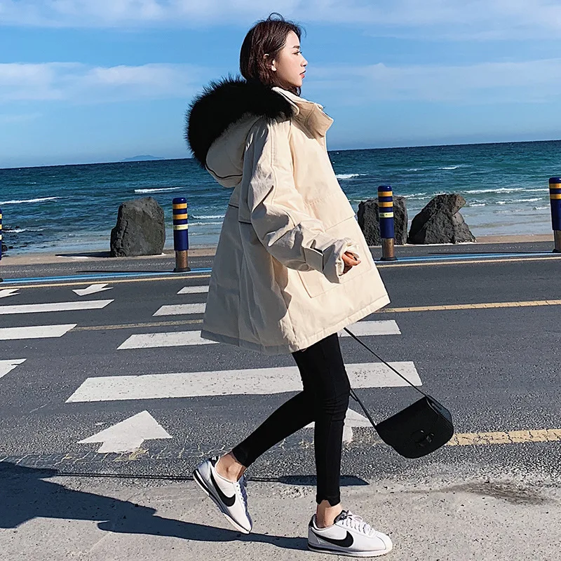 

2019 Winter Edition Loose-Fit Workwear Cotton Coat Women's Short Cotton-padded Jacket INS Large Fur Collar CHIC Small Cotton-pad