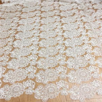 

2 Yards African White Flower Milk Silk Lace Fabrics High Quality French Lace Fabric For Women Party Dress Nigerian Lace Fabric