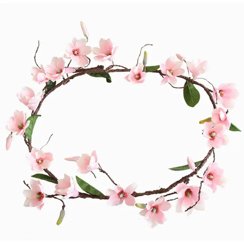 180cm Sakura Cherry Rattan Wedding Arch decoration Vine Artificial flowers Home party decor Silk Ivy wall Hanging Garland Wreath