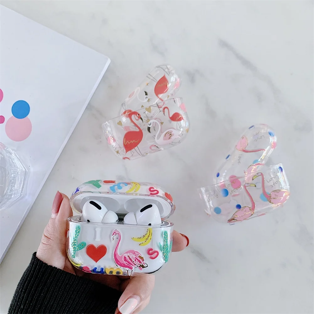 INS Цветы Чехол для наушников для Apple Airpods Pro чехол Роскошный Фламинго Airpod 3 крышка прозрачный PC Сплит защитный чехол для наушников