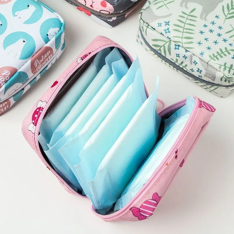 

Waterproof Tampon Storage Bag Cute Sanitary Pad Portable Makeup Lipstick Key Earphone Data Cables Organizer For Travel