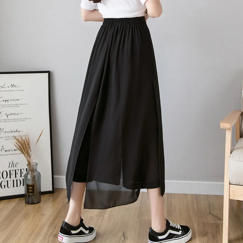 Chiffon High Waist Wide Leg Pants Women Korean Fashion Casual