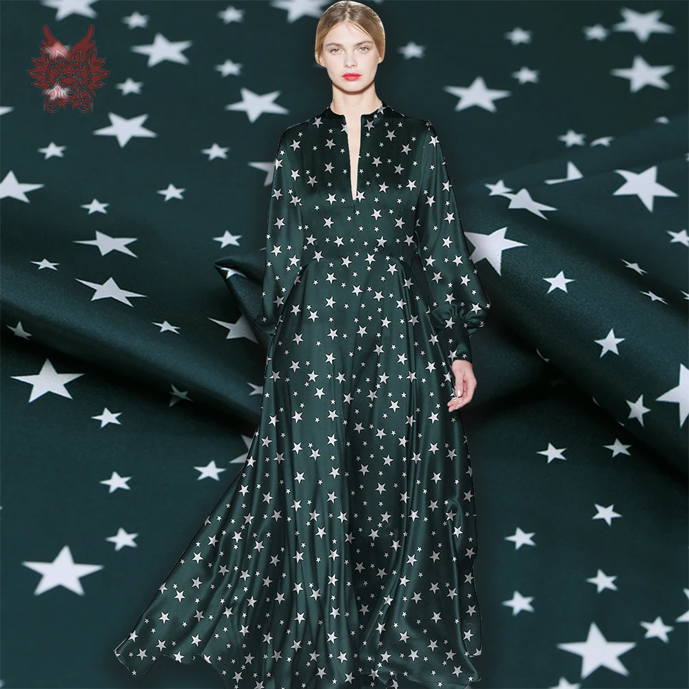 Европейская Звезда цифровая печать стрейч-шелковая ткань одежда для осени и весны eveing платье рубашка tecidos de seda tissus SP5898