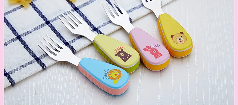 304 Stainless Steel CHILDREN'S Tableware Baby Fork Spoon Cute Cartoon Spoon Kindergarten Baby Shop Gift