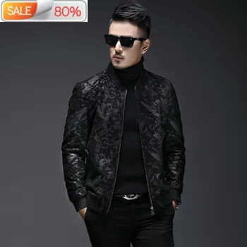 

Men's Genuine Short Slim Fit Sheepskin Coat Vintage Bomber Jacket Real Leather Jackets L1A-4A01