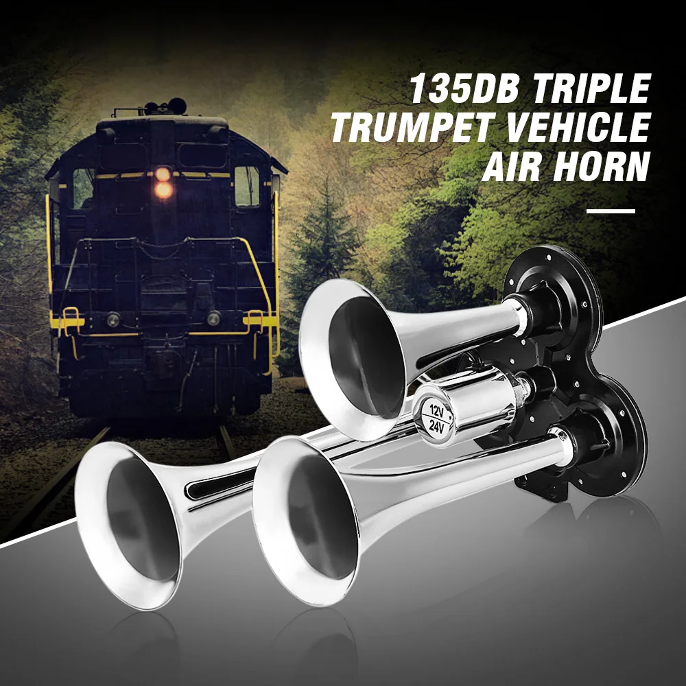 135dB Тройная труба DC 12 V/24 V Воздушный Рог для автомобиля/грузовика/лодки/внедорожника/поезда