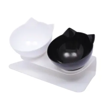 

Cat and dog oblique bowl Cat cervical food bowl Cat food bowl pet dog pot PC Plastic Graceful curve 15 degree tilt