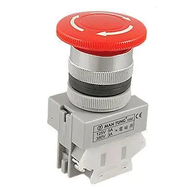 

1.5" Red Sign Mushroom Emergency Stop Push Button Switch 1 NC N/C Normally Close