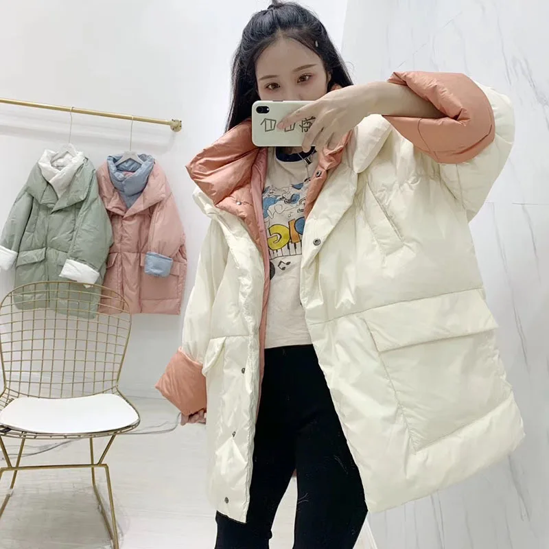 

New Winter Jacket Women White Duck Down Parkas Female Stand Collar Thick Warm Snow Down Outerwear
