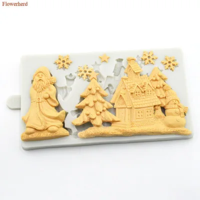 

Christmas Tree House Santa Snowflake Silicone Mold Cake Decorating Tools DIY Chocolate Biscuit Cake Mold Kitchen Bakeware