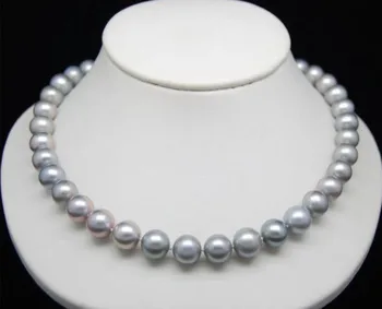 

HUGE 18"AAA ROUND 9-10MM PERFECT SOUTH SEA GENUINE GRAY PEARL NECKLACE 14k/20