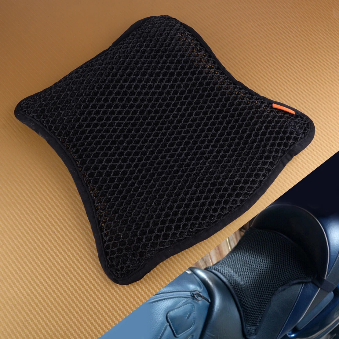 

DWCX Black Motorcycle Heat Insulation Sunscreen Seat Mesh Cover Cushion Pad Protector Anti-slip Breathability