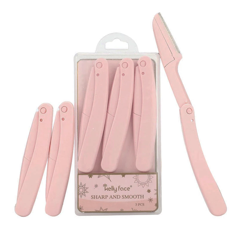 

3Pcs Eyebrow Epilator Folding Eyebrow Trimmer Safety Scraping Eyebrow Razor Beauty Dermaplaning Tool Eyebrow Scissors