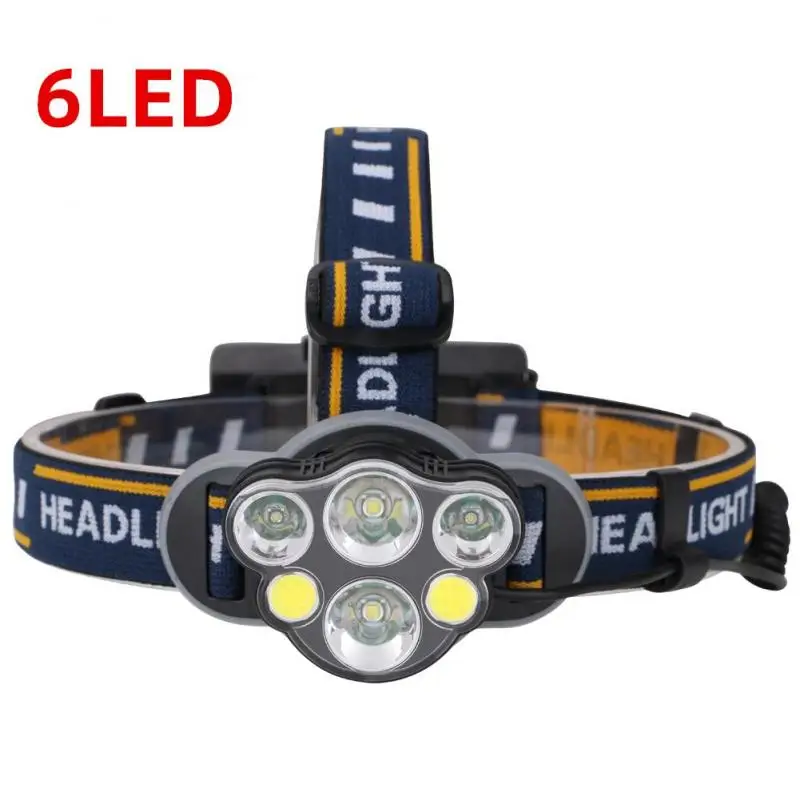 6LED 5/6/7/8 светодиодный T6+ XPE+ COB большой дальности светодиодный головной светильник белый светильник+ красный светильник рыбалка светильник зарядка через usb Водонепроницаемый головной светильник - Испускаемый цвет: 6LED