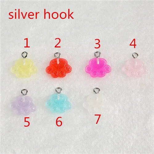 20 шт./лот 15*12 мм очень CuteMulticolor FlatBack Смола Маленький Медведь лапа Смола Кабошон, волосяной Декор части - Цвет: silver hook
