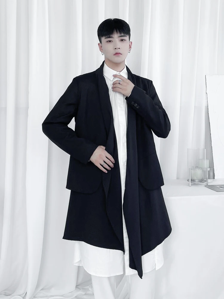 Man Suit Coat Spring And Autumn New Style Personality Irregular Splicing False Two Fashion Trend Leisure Large Size Coat