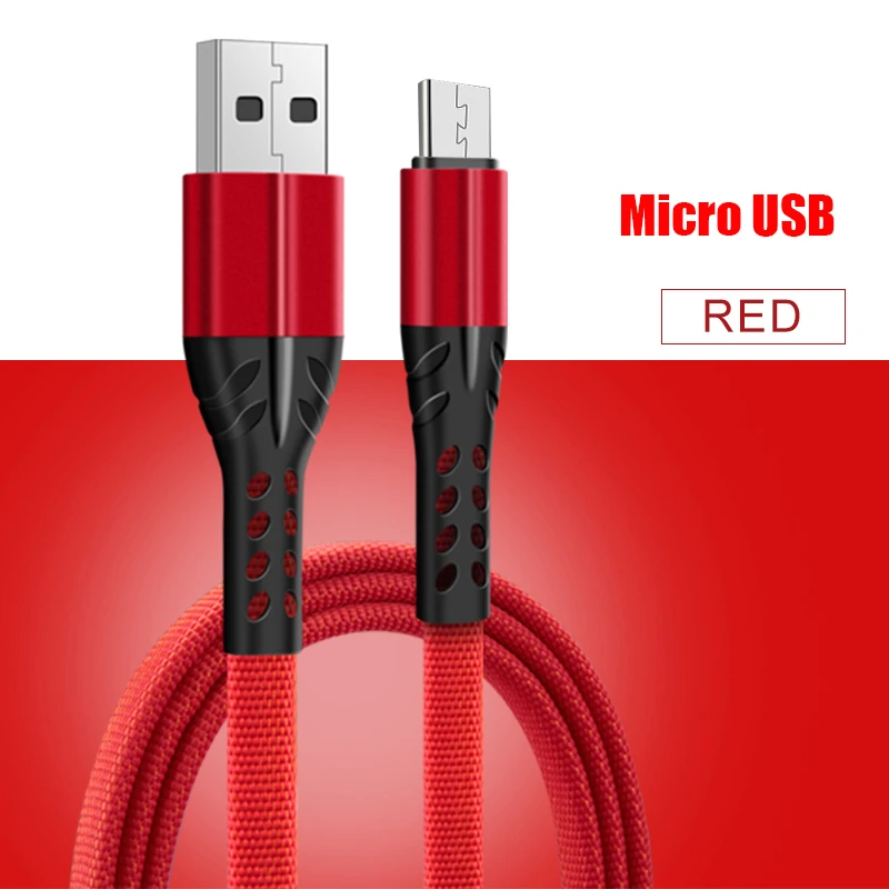 Для samsung A70 A50 Note 10 Micro usb type C кабель для мобильного телефона для Xiaomi Redmi Andorid Быстрая зарядка type C кабель для зарядного устройства - Цвет: Micro USB Red