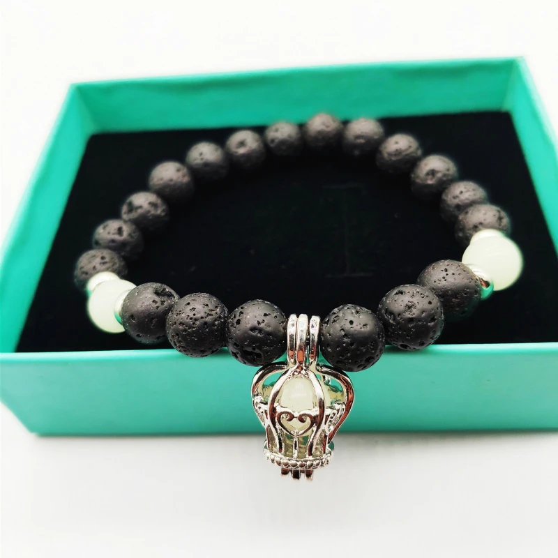Натуральные вулканического происхождения камень светящийся браслет женщины мужчины Хэллоуин подарки светится в темноте в форме черепахи ювелирные изделия флуоресцентный браслет