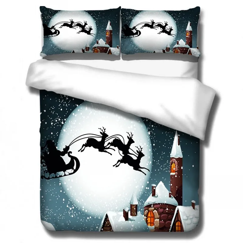 Cartoon Santa Claus Elk Bedding Sets Baby Kids Boys Girls Christmas Gift Duvet Covers Pillowcases Comforter Cover Bedclothes