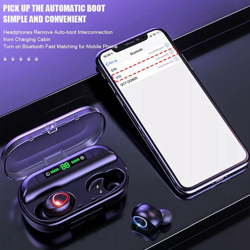 

TWS Bluetooth Earphone With Microphone LED Display Wireless Bluetooth Headphones Earphones Waterproof Noise Cancelling Headsets