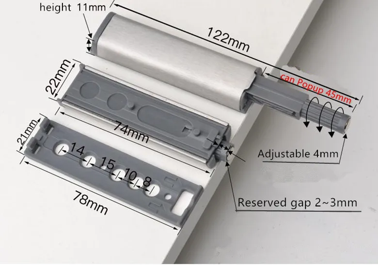 Door Stopper Cabinet Catches Stainless Steel Push to Open Touch Damper Buffers Soft Quiet Closer Furniture Hardware