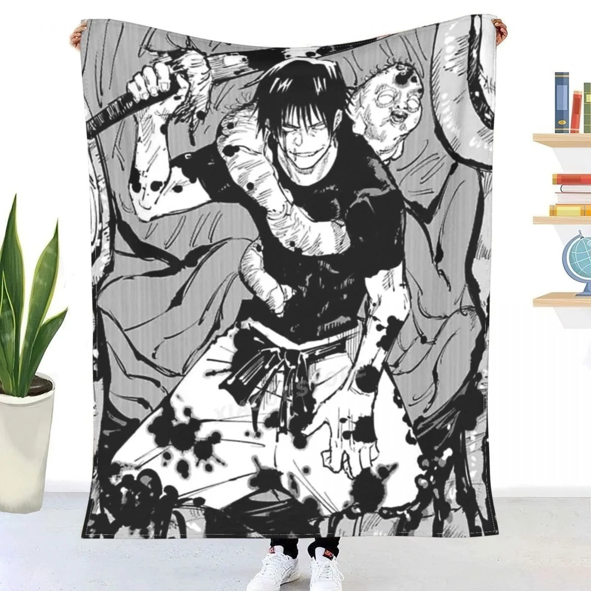 

Toji Fushiguro Manga Panel Throw Blanket Sherpa Blanket Bedding soft Blankets